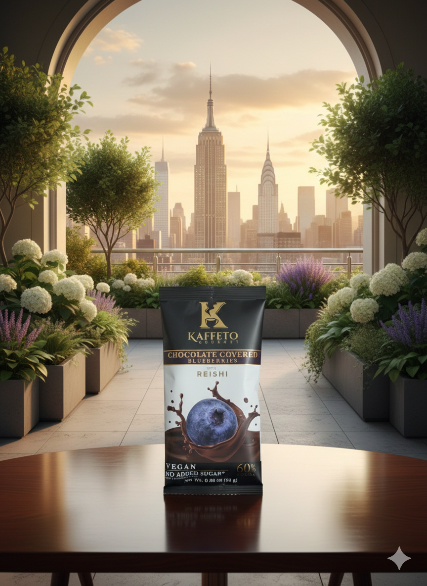 10 Snack Packs of Blueberries coated with chocolate and Reishi (Ganoderma Lucidum)