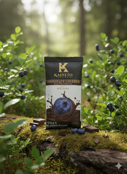 10 Snack Packs of Blueberries coated with chocolate and Reishi (Ganoderma Lucidum)