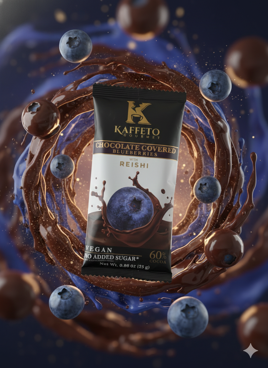 10 Snack Packs of Blueberries coated with chocolate and Reishi (Ganoderma Lucidum)